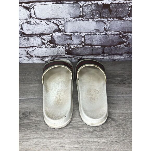 GUCCI Web White Rubber Logo Casual Slides Designer Sandals Men’s Sz 11M US/44EU main image 11
